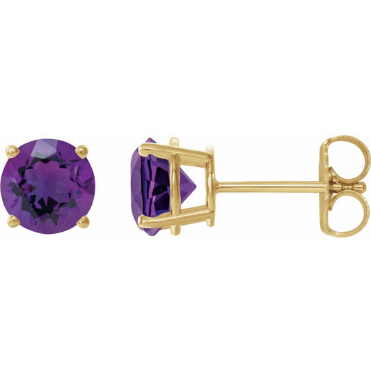 7 mm Natural Amethyst Earrings