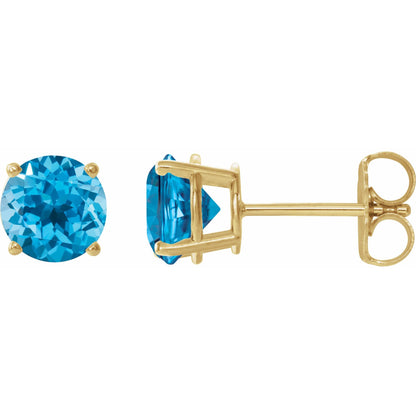 7 mm Natural Swiss Blue Topaz Earrings