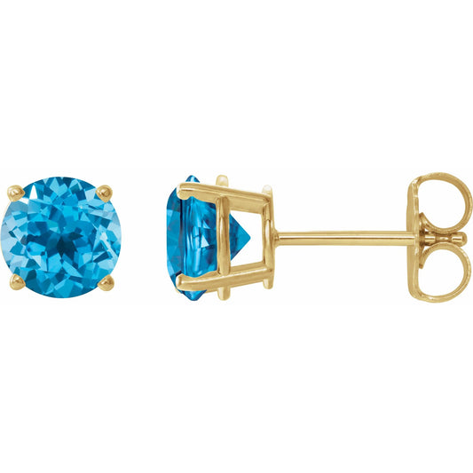 7 mm Natural Swiss Blue Topaz Earrings