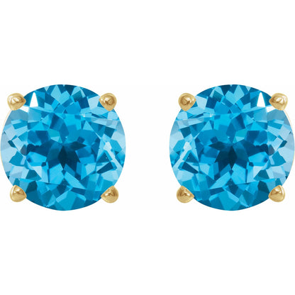 7 mm Natural Swiss Blue Topaz Earrings