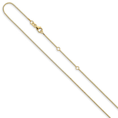 .85mm Box 1in+1in Adjustable Chain - Yellow Gold