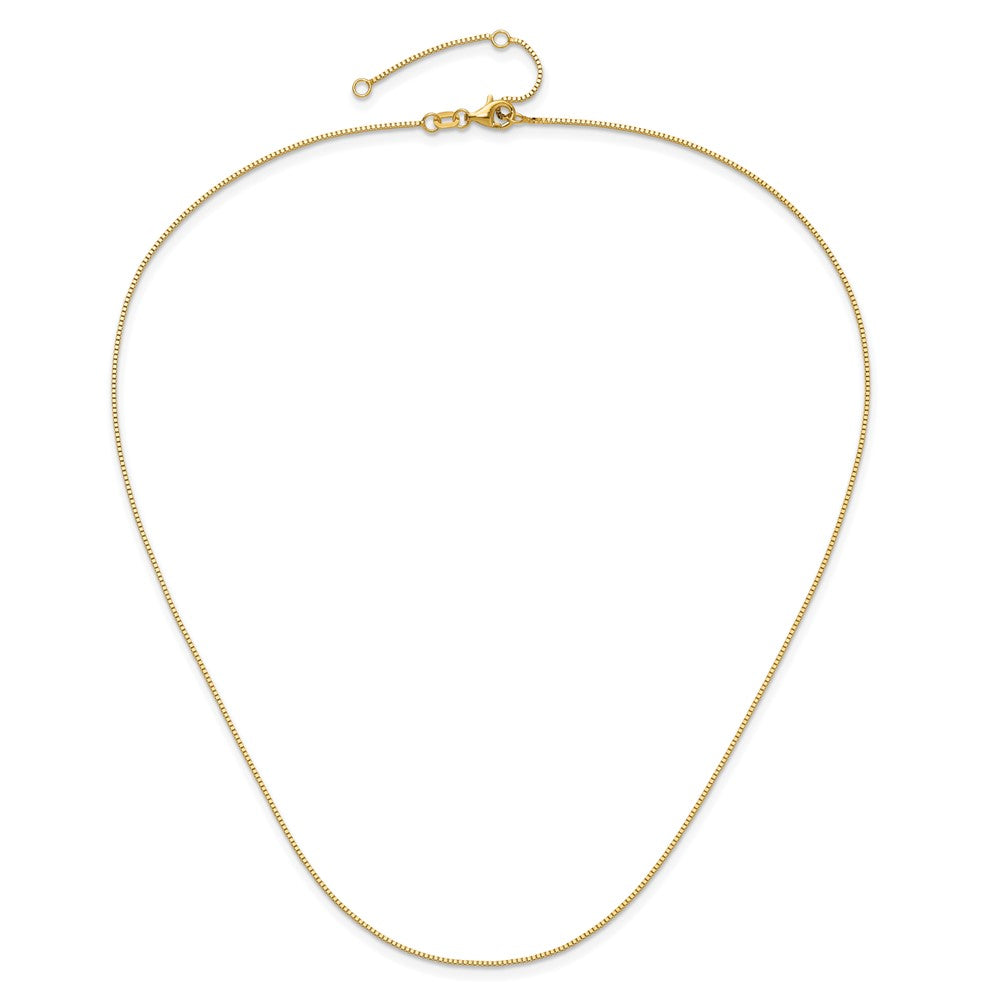 .85mm Box 1in+1in Adjustable Chain - Yellow Gold