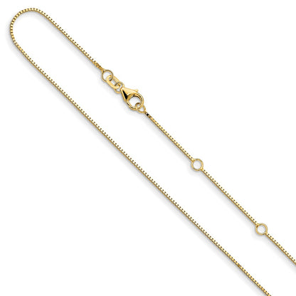 .85mm Box 1in+1in Adjustable Chain - Yellow Gold