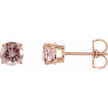 5 mm Natural Pink Morganite Earrings