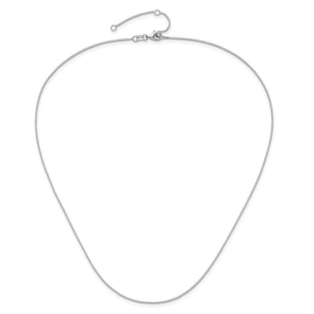 .85mm Box 1in+1in Adjustable Chain - White Gold