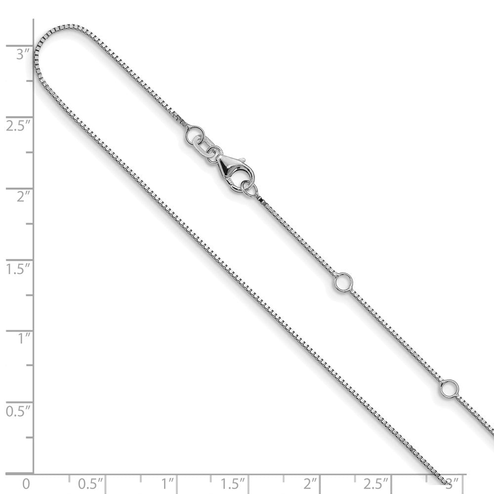 .85mm Box 1in+1in Adjustable Chain - White Gold