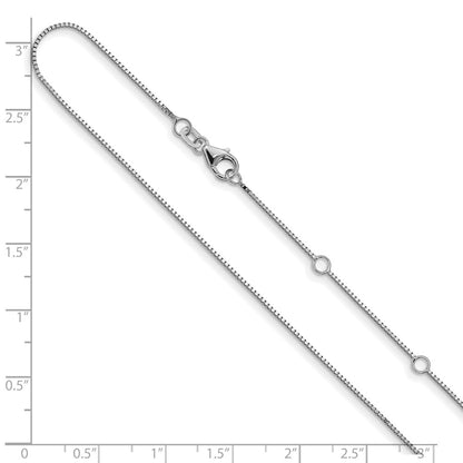 .85mm Box 1in+1in Adjustable Chain - White Gold