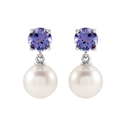 Cultured White Akoya Pearl & Natural Tanzanite