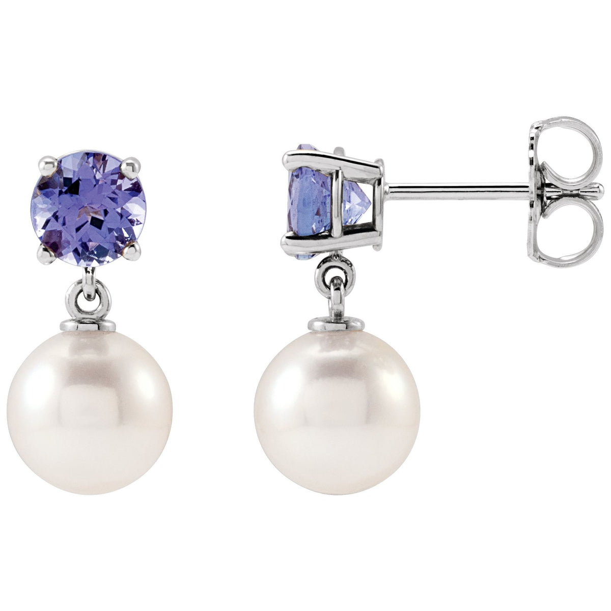 Cultured White Akoya Pearl & Natural Tanzanite