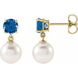 Cultured White Akoya Pearl & Natural London Blue Topaz