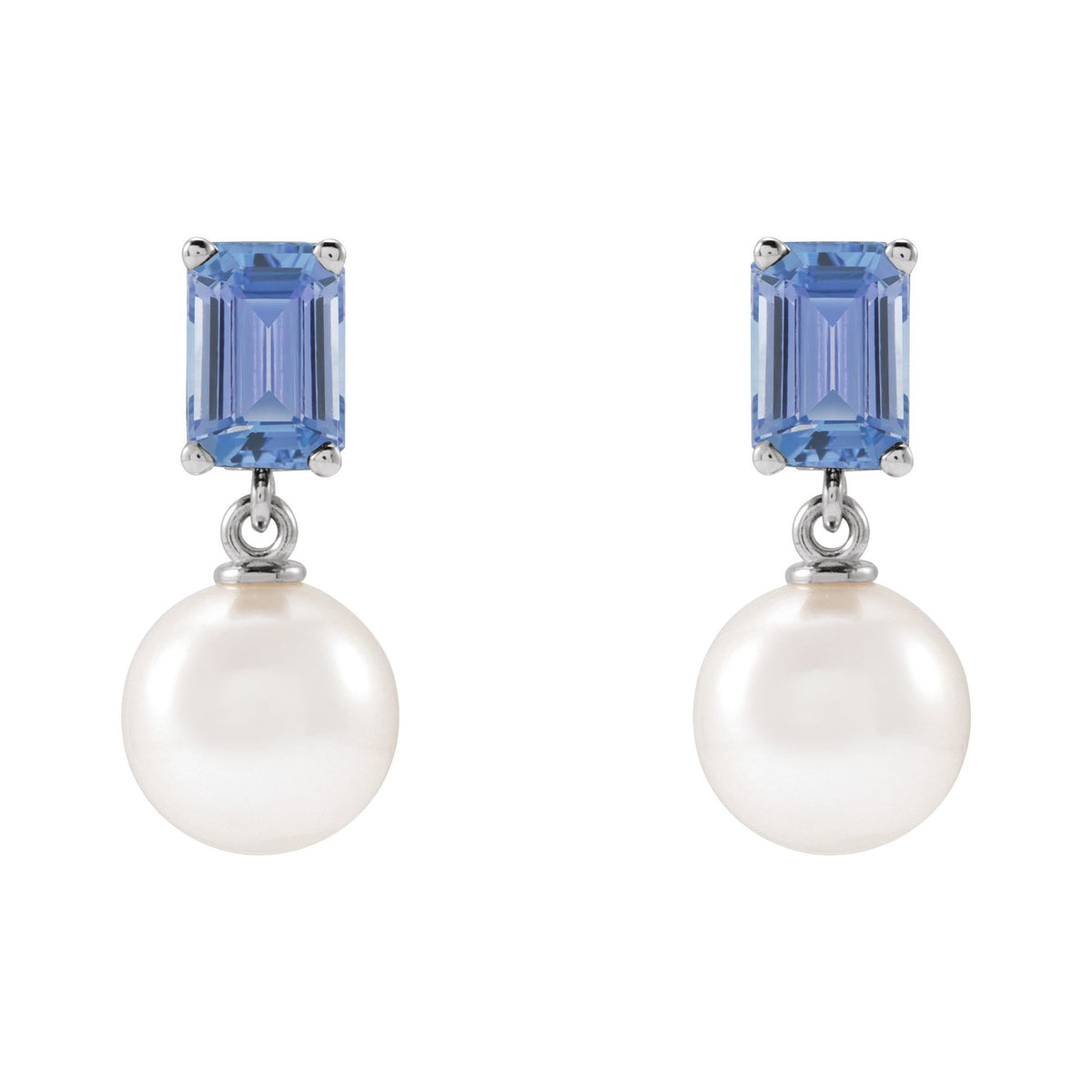 Cultured White Akoya Pearl & Natural Tanzanite