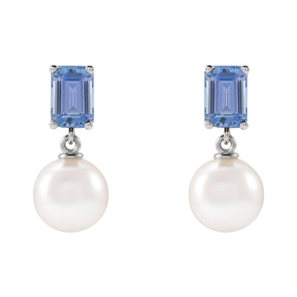 Cultured White Akoya Pearl & Natural Tanzanite