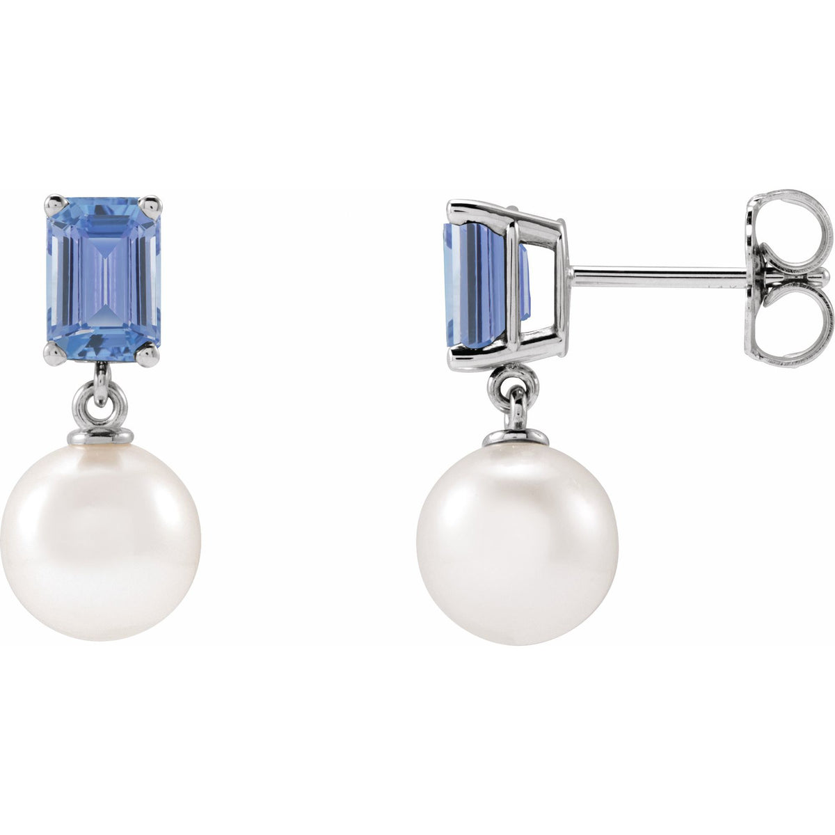 Cultured White Akoya Pearl & Natural Tanzanite