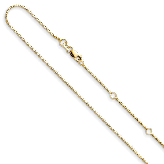 .95mm Box 1in+1in Adjustable Chain - Yellow Gold