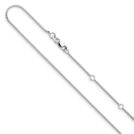 .95mm Box 1in+1in Adjustable Chain - White Gold