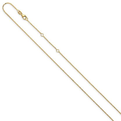 1.2mm Flat Cable 1in+1in Adjustable Chain - Yellow Gold