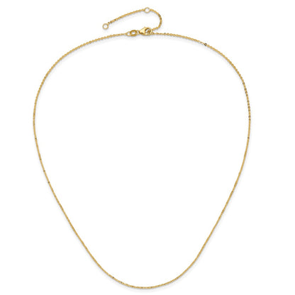 1.2mm Flat Cable 1in+1in Adjustable Chain - Yellow Gold