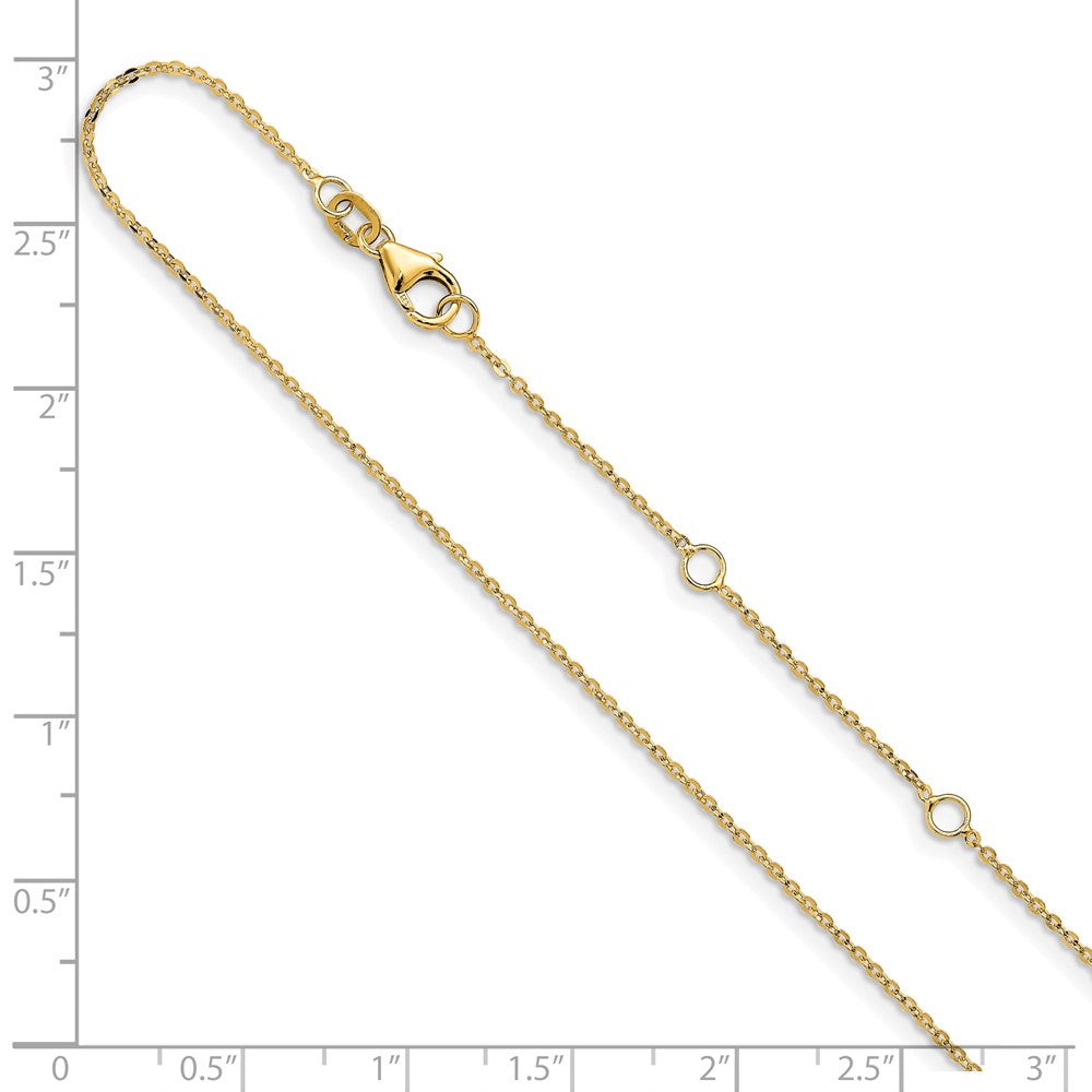 1.2mm Flat Cable 1in+1in Adjustable Chain - Yellow Gold