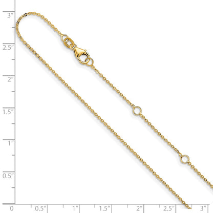 1.2mm Flat Cable 1in+1in Adjustable Chain - Yellow Gold