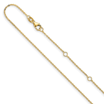 1.2mm Flat Cable 1in+1in Adjustable Chain - Yellow Gold