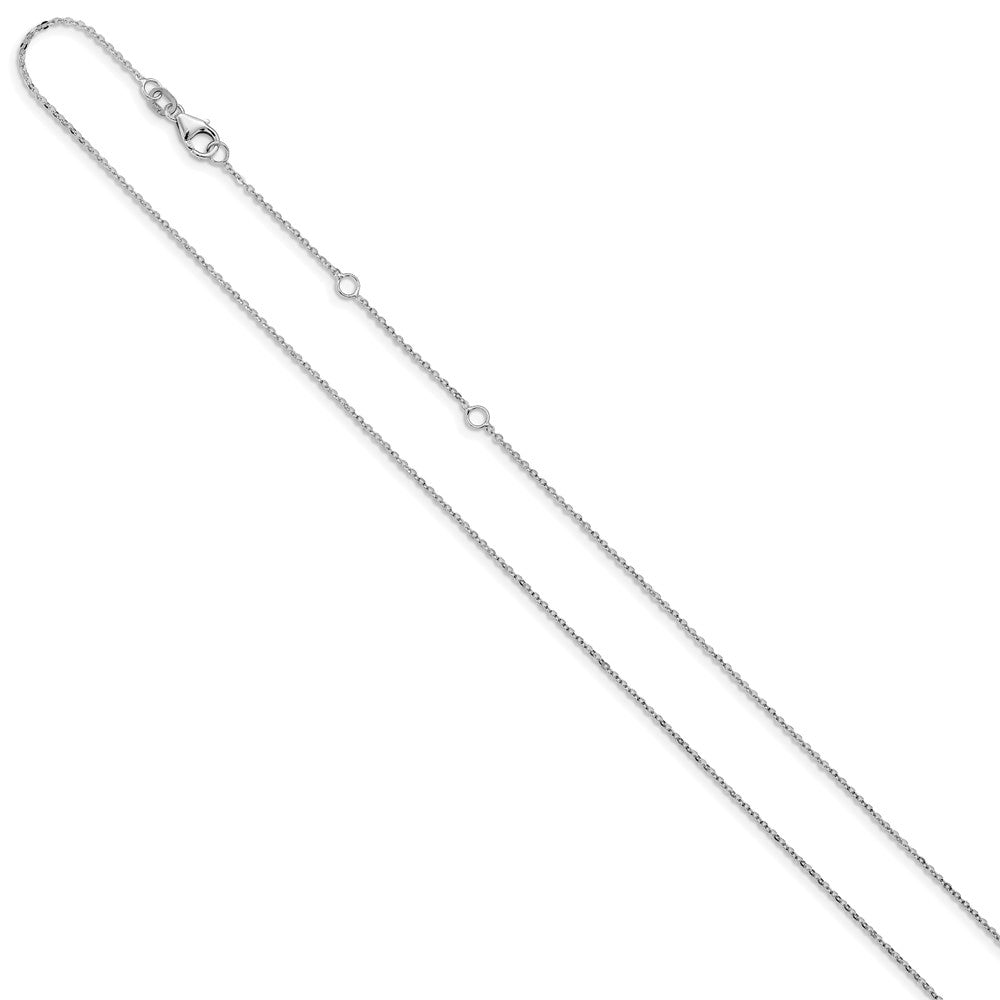 1.2mm Flat Cable 1in+1in Adjustable Chain - White Gold