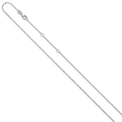 1.2mm Flat Cable 1in+1in Adjustable Chain - White Gold