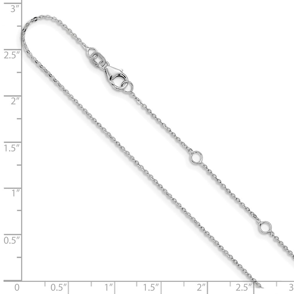 1.2mm Flat Cable 1in+1in Adjustable Chain - White Gold