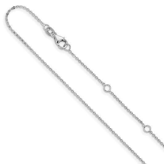 1.2mm Flat Cable 1in+1in Adjustable Chain - White Gold