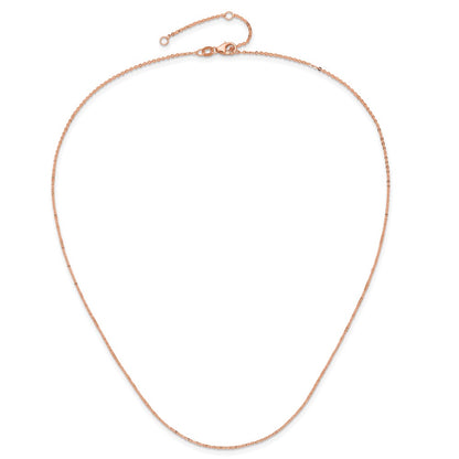 1.2mm Flat Cable 1in+1in Adjustable Chain - Rose Gold