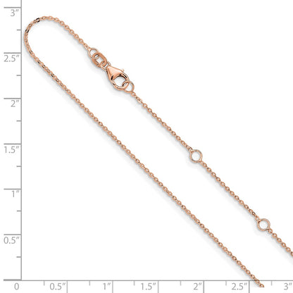 1.2mm Flat Cable 1in+1in Adjustable Chain - Rose Gold