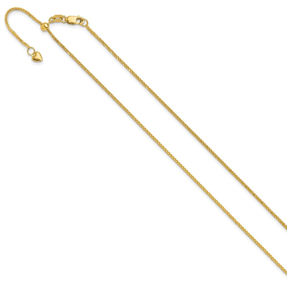 Adjustable 1mm Quadra Wheat Chain 22" - Yellow Gold