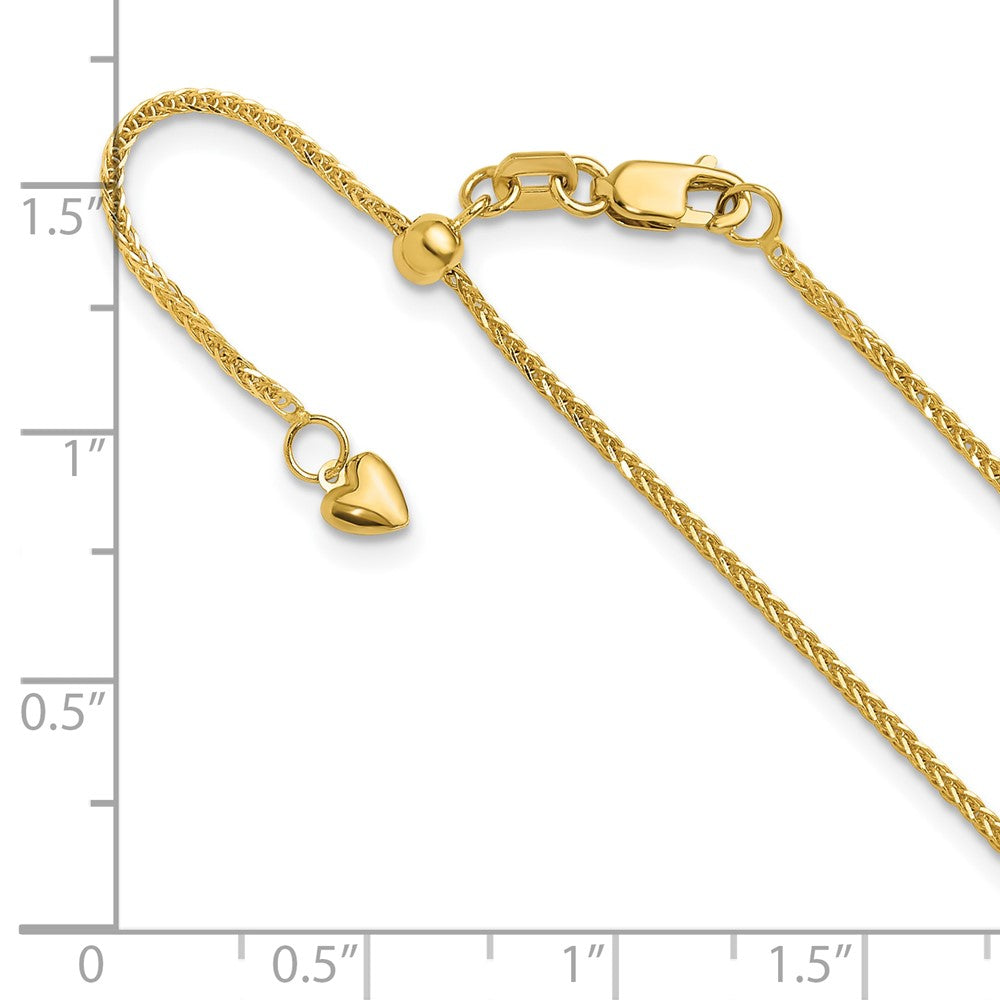 Adjustable 1mm Quadra Wheat Chain 22" - Yellow Gold