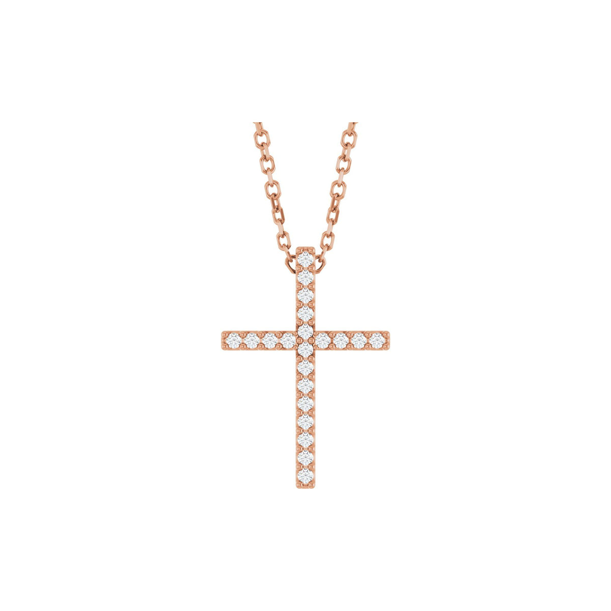 Natural Diamond Petite Cross Necklace or Pendant - White Gold/Yellow Gold, Carat: .08 CTW/1/10 CTW