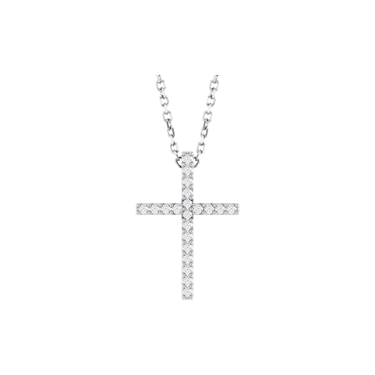 Natural Diamond Petite Cross Necklace or Pendant