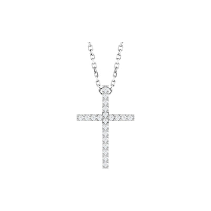 Natural Diamond Petite Cross Necklace or Pendant