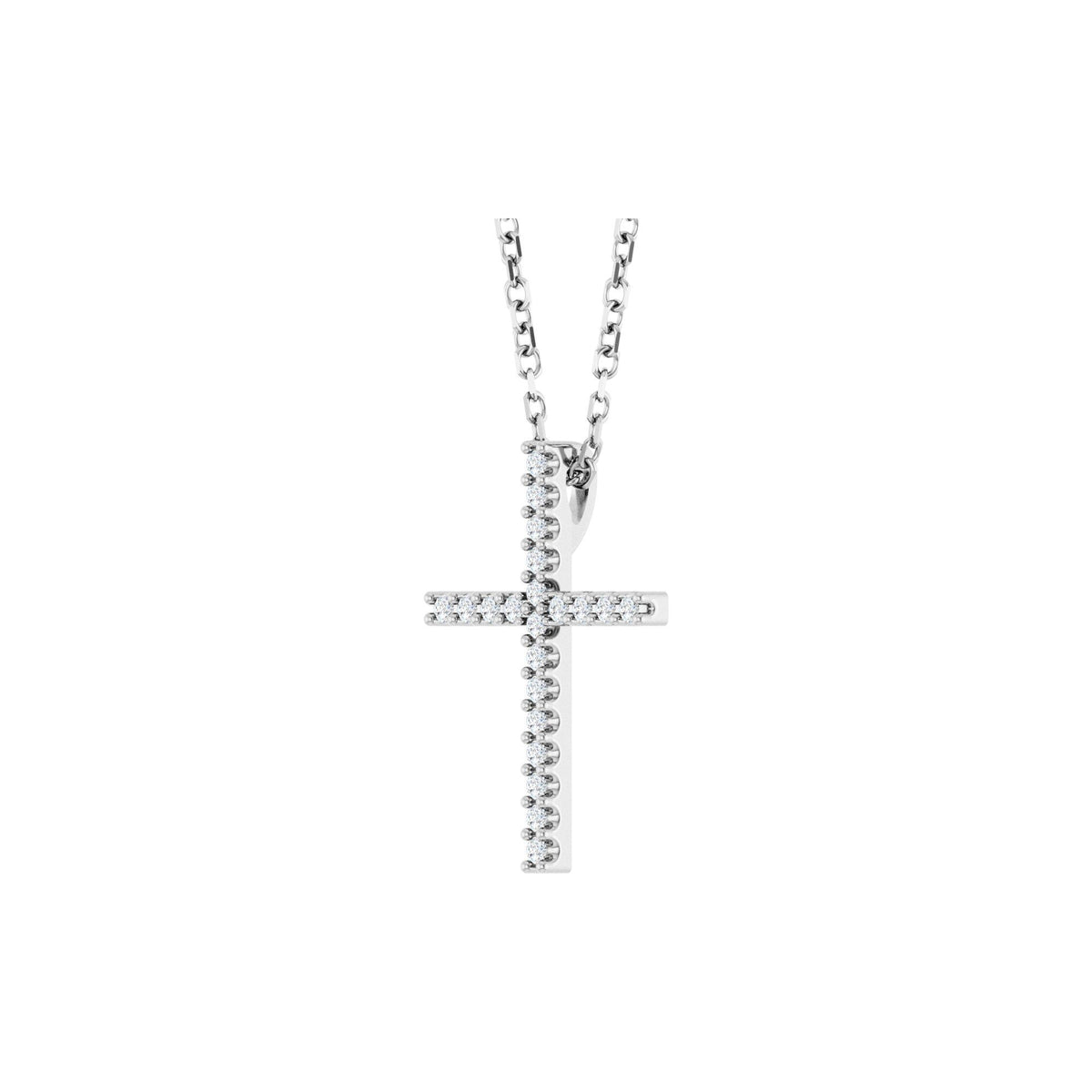 Natural Diamond Petite Cross Necklace or Pendant
