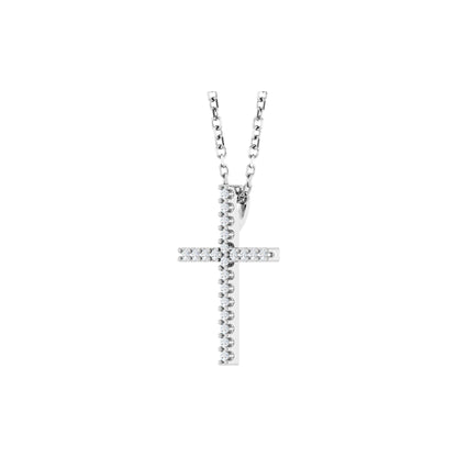 Natural Diamond Petite Cross Necklace or Pendant