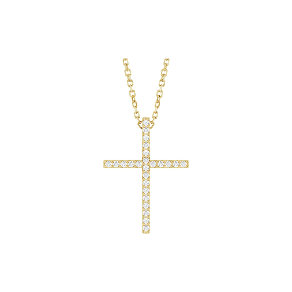 Natural Diamond Petite Cross Necklace or Pendant