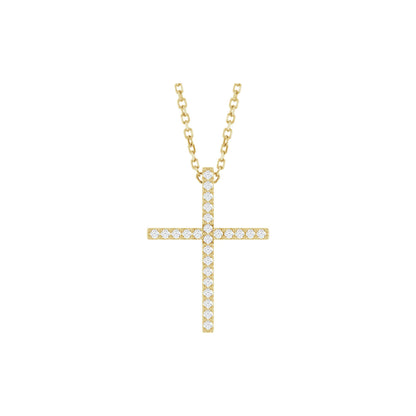 Natural Diamond Petite Cross Necklace or Pendant