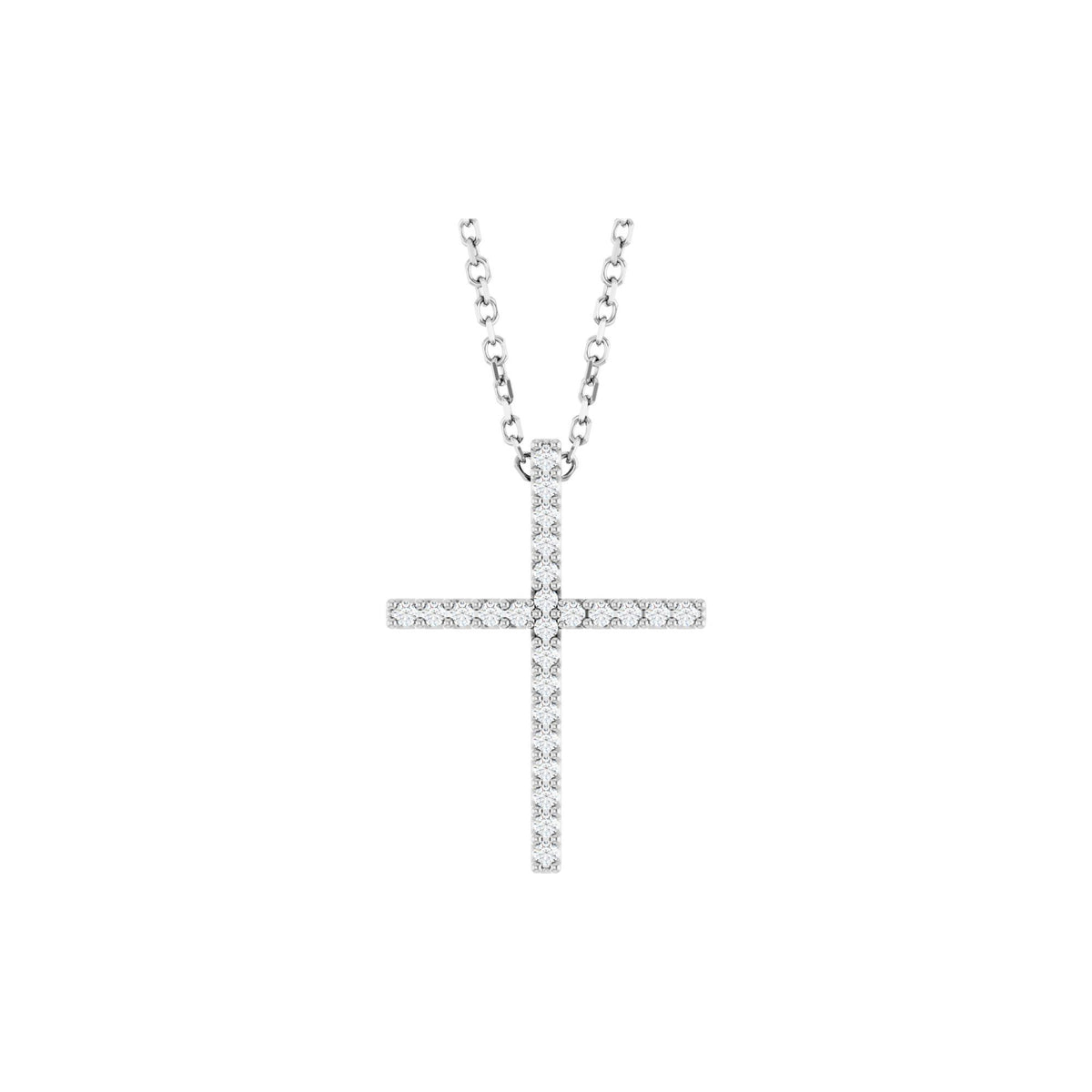 Natural Diamond Petite Cross Necklace or Pendant