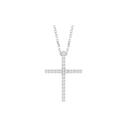Natural Diamond Petite Cross Necklace or Pendant