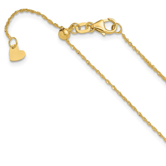 Adjustable 1.0mm Sparkle Singapore Chain 22" - Yellow Gold