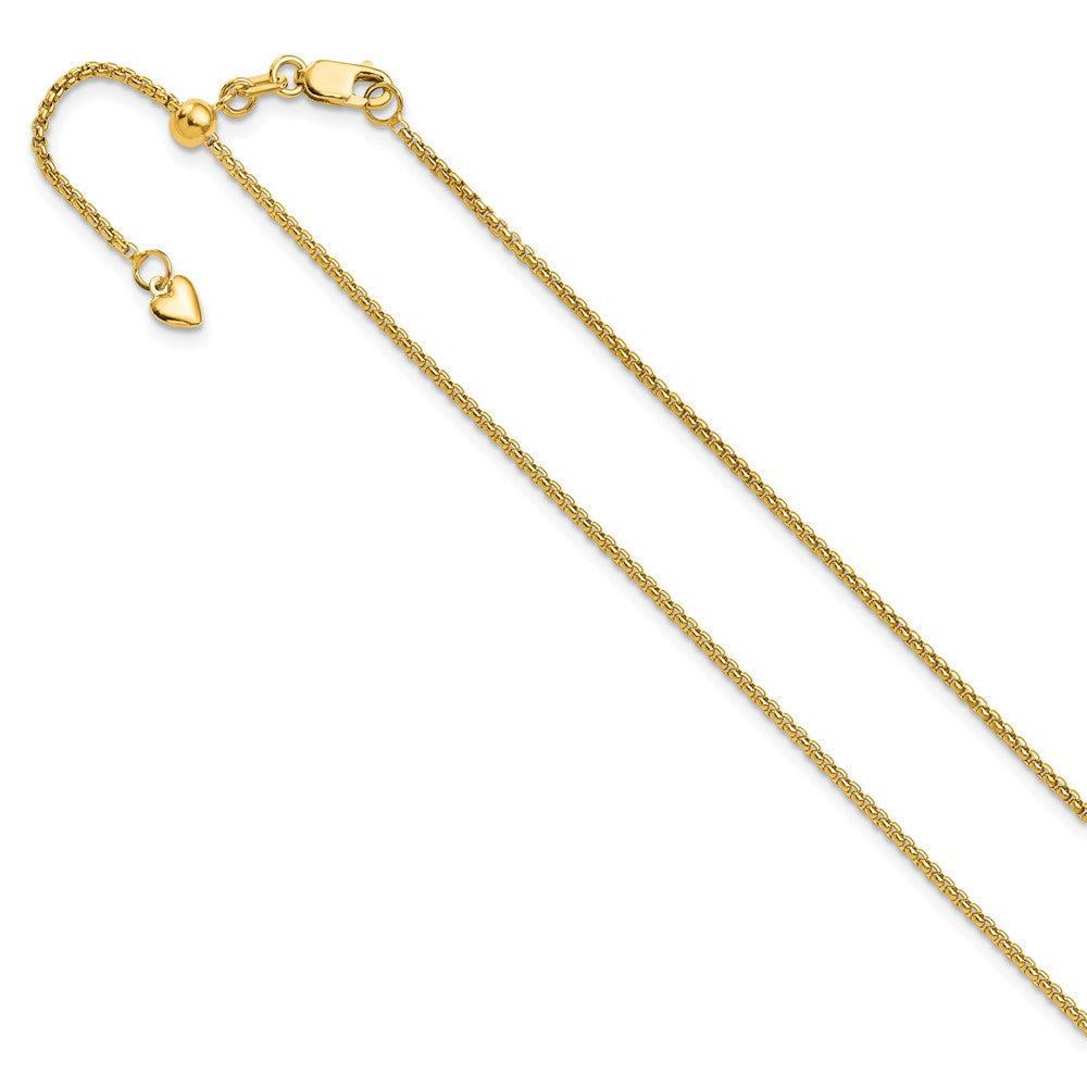 Adjustable 1.35mm Round Box Chain - Yellow Gold