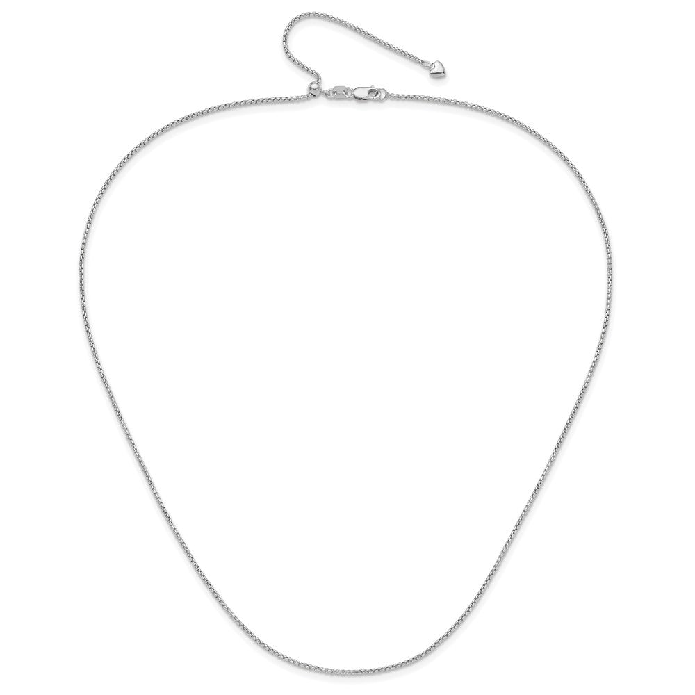 Adjustable 1.35mm Round Box Chain 22" - White Gold