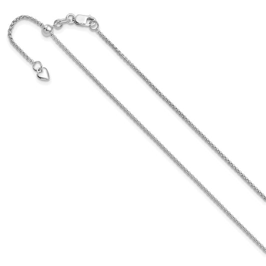 Adjustable 1.35mm Round Box Chain 22" - White Gold