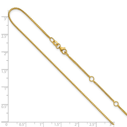 1.1mm Franco 1in+1in Adjustable Chain - Yellow Gold