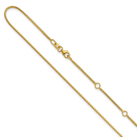 1.1mm Franco 1in+1in Adjustable Chain - Yellow Gold