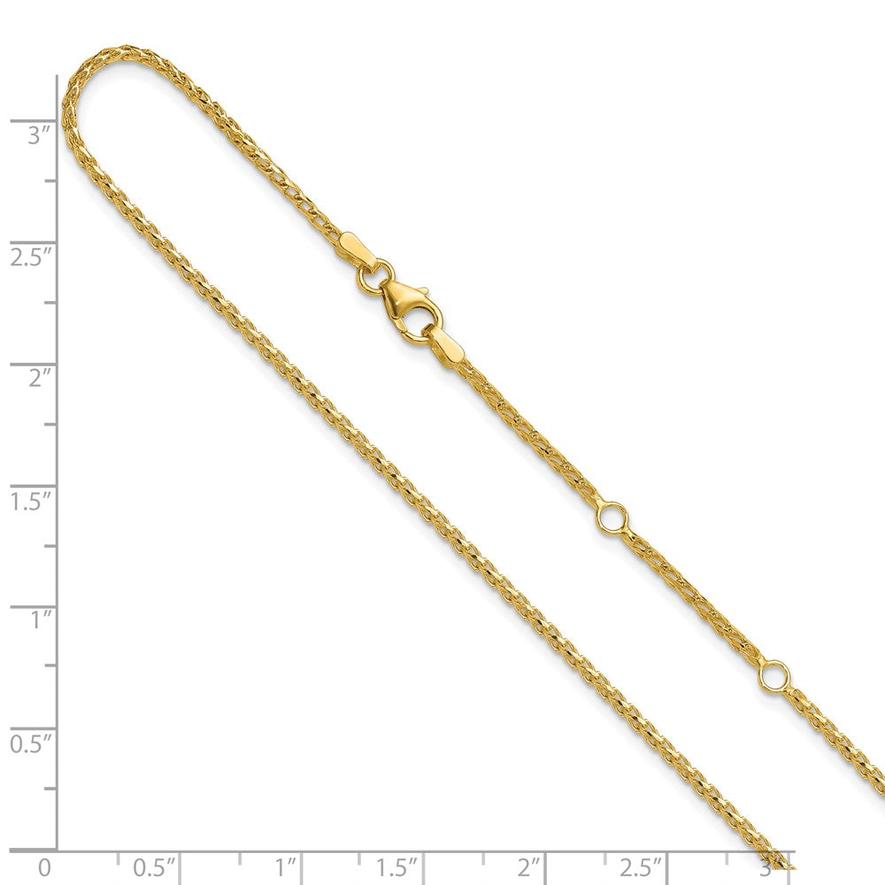 1.65mm D/C Open Franco 1in+1in Adjustable Chain - Yellow Gold