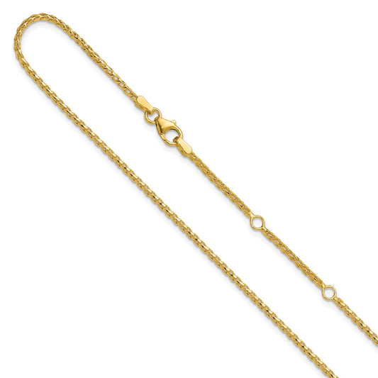 1.65mm D/C Open Franco 1in+1in Adjustable Chain - Yellow Gold