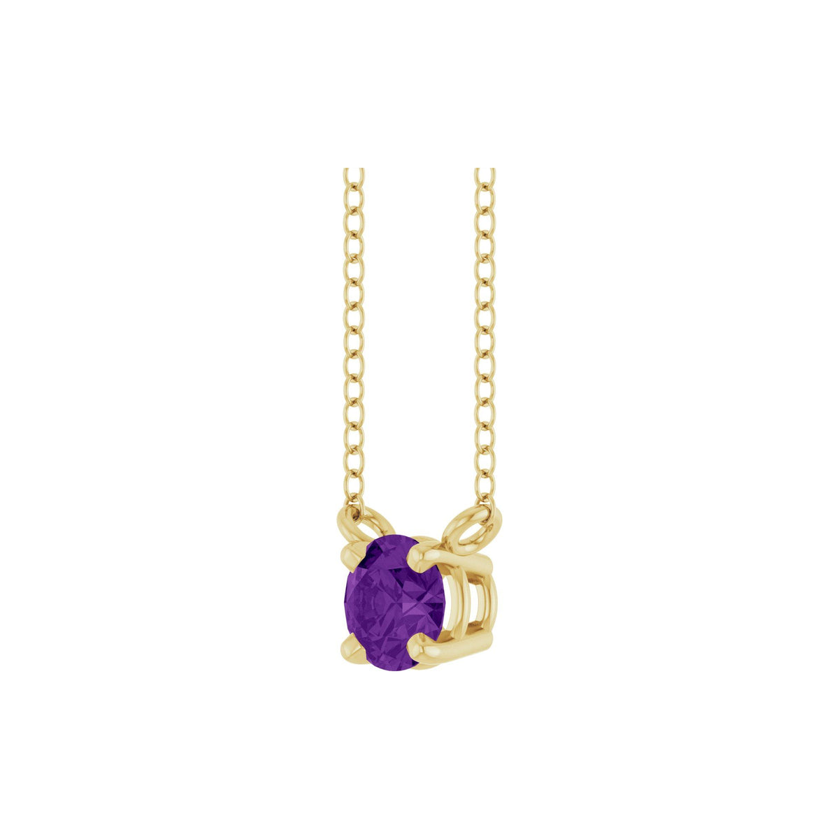 Natural Amethyst Solitaire 18" Necklace